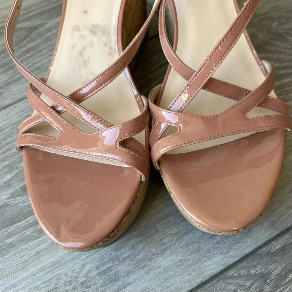 KATE SPADE Talanse Pink Patent Wedge Platform Sandals